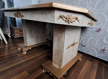 столы в стиле прованс: Классический стол, Мрамор, Прямоугольный стол — 4