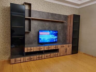 стол цвет венге: Новый, Прямой ТВ стенд, С полками, Ламинат, Азербайджан — 1