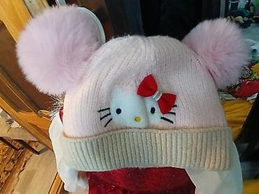 Uşaq üçün qış dəsti – şapka və əlcək - Şapka: açıq çəhrayı trikotaj