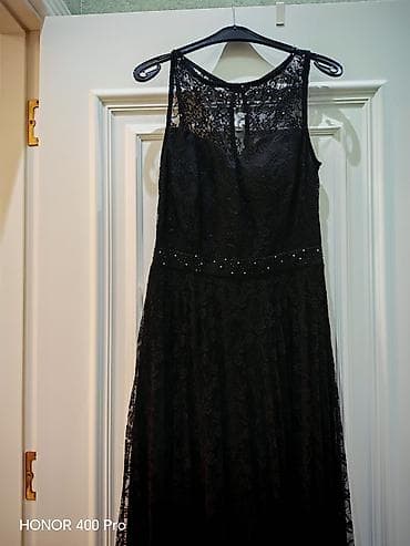 hw8 max: Qara krujeva gecə/libas - Model: Uzun, A-kəsim siluet; bel xəttində — 4