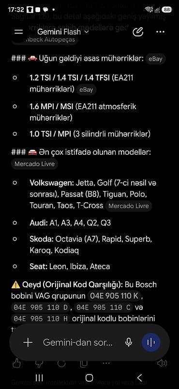 aifon 6 s: Bosch alışma bobini (ignition coil) Model/Part nömrəsi: 0 986 22A 300 — 3
