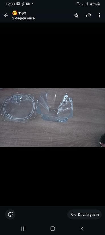 Şüşə qab – qapaqlı, dekorativ - Material: şəffaf qalın şüşə - Dəst