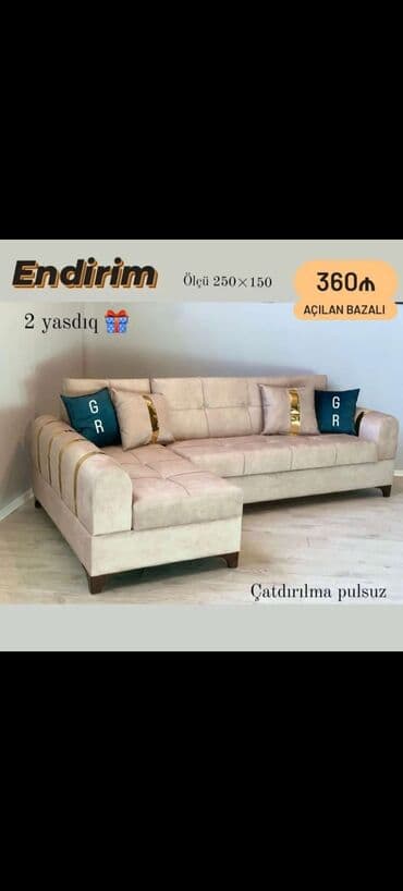 taxt uzluyu: Künc divan, Yeni, Açılmayan, Bazasız, Şəhərdaxili pulsuz çatdırılma — 15