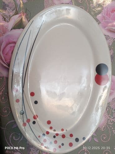 Boşqablar, 18 ədədli dəst, rəng - Ağ, Keramika