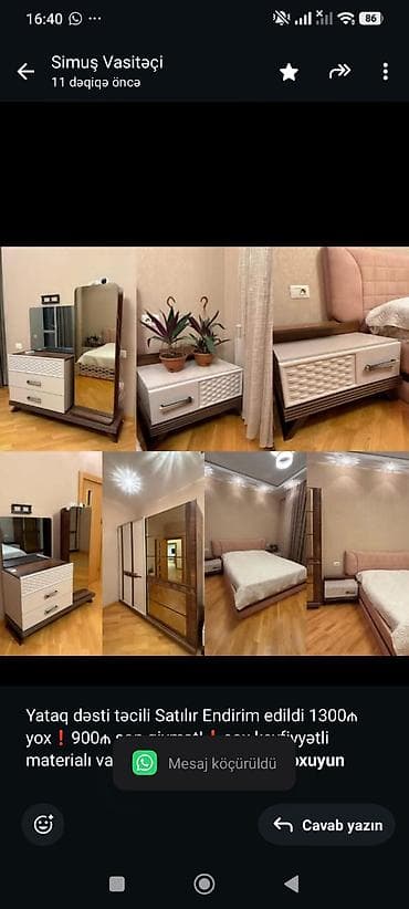 Yataq dəsti təcili Satılır Endirim edildi 1300₼ yox❗900₼ son