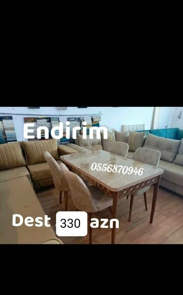 Stullar: Mətbəx üçün, Yeni, Açılan, Dördbucaq masa, 4 stul — 3