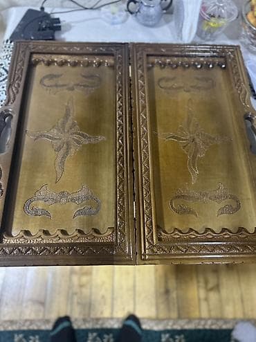 Спортивные игры: Əl oyma naxışlı taxta nərd taxtası - Material: keyfiyyətli bərk ağac — 2