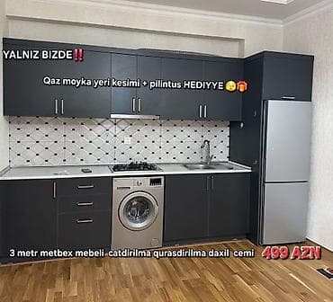 kuxna mebeleri: SaraHal hazirda hazir veziyyetde 3 metr bir basa anbardan satis metbex — 1