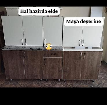 sobalar: Mebel dəsti – şkaf, yemək masası və mətbəx dolabları 1) Geyim şkafı - — 3