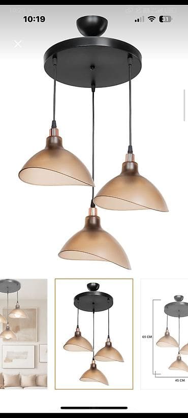 Çılçıraq, 3 lampa, Şüşə