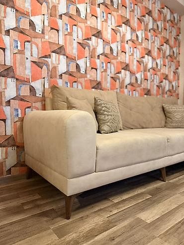 mebel ustu: Bej rəngli L‑şəkilli künc divanı - Stil: müasir, minimal xətləri və — 1