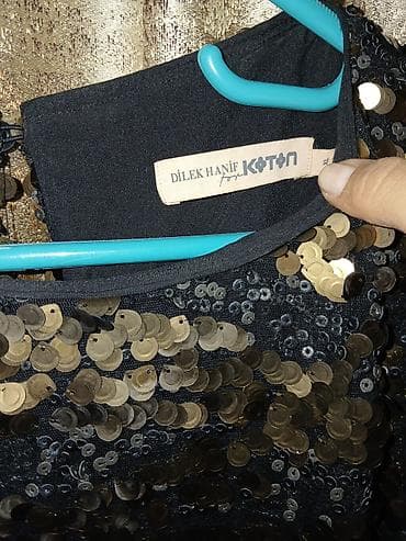 mini etek: Dilek Hanif for KOTON qısa gecə paltarı - Rəng: qara əsas parça — 2