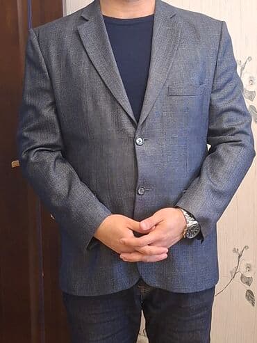 Pencəklər: Kişi üçün klassik blazer gödəkçə - Rəng: tünd mavi-boz tonlarda — 2