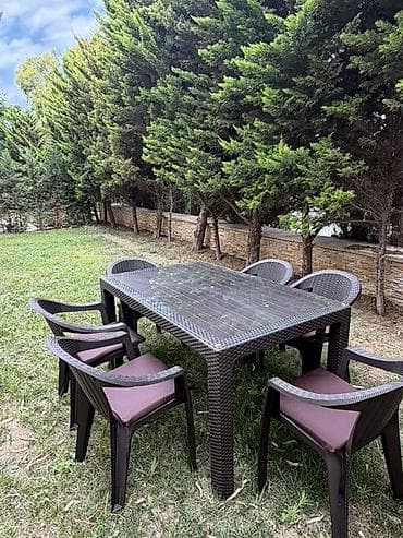 Мебель: Bağ üçün stol-stul dəsti - Komplekt: 1 ədəd düzbucaqlı stol + 6 ədəd — 4