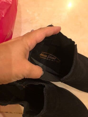 замшевые мужские ботинки: Məhsul: Qara rəngli kişi botları (Chelsea üslubu) - Material: Yumşaq — 8