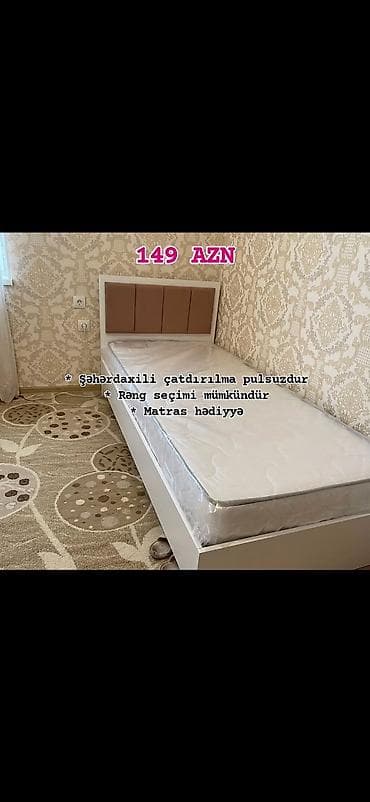 mebel usta: Tək nəfərlik çarpayı – yumşaq başlıqla, minimal dizayn — 5