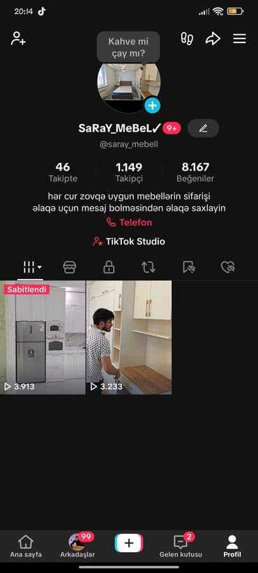 Кухонные гарнитуры на заказ: Vhats appdan əlaqə saxlayin Tik tok hesabi satilir 1149 izləyici 1,2 — 1