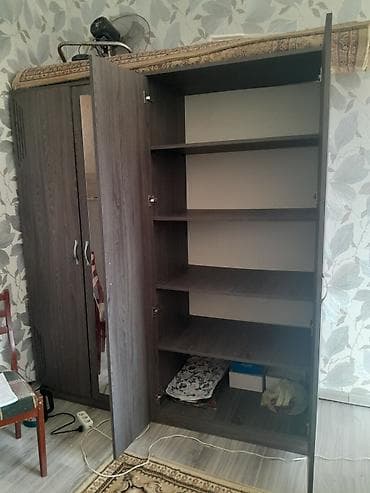 dolablar 2ci əl: 4 qapılı, Güzgülü, Boz, Digər material, Açılan, Düz dolab — 5