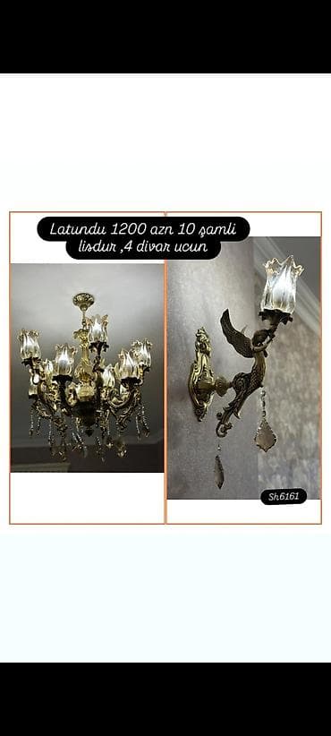 Çılçıraq, 10 və daha çox lampa, Metal