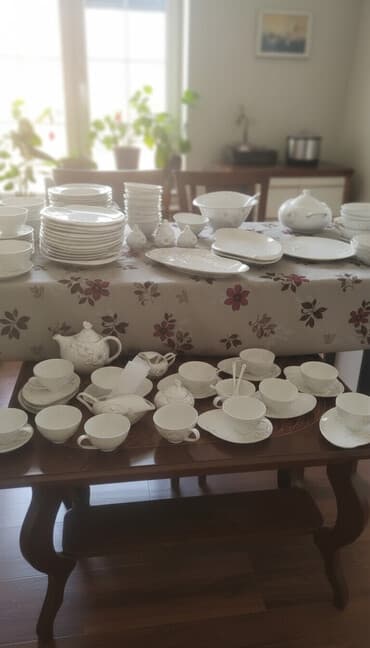 xurustal qablarin qiymeti: Nahar dəsti, rəng - Ağ, Farfor — 1