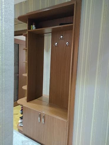 2 qapılı, Güzgülü, Qəhvəyi, Digər material, Açılan, Düz dolab — 3