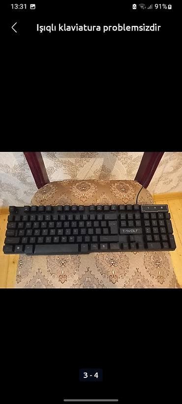 Kompüter və noutbuk aksesuarları: Məhsul: T-WOLF markalı işıqlı klaviatura və işıqlı simli mouse — 2