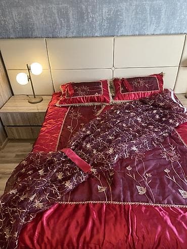 gozel qiz sekiller: Yataq örtüyü dəsti – atlas və tül kombinasiyası - Rəng: dərin — 3
