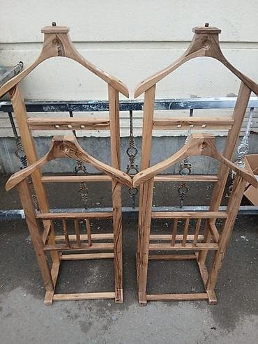 ref: Taxta geyim dayaqı – “valet stand” - Material: keyfiyyətli massiv — 8