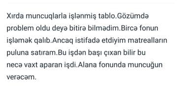 буквы на песке: Əl işi.Bütün şəkillər işlənib bir fon işlənməyib.Toz muncuqlarla — 2