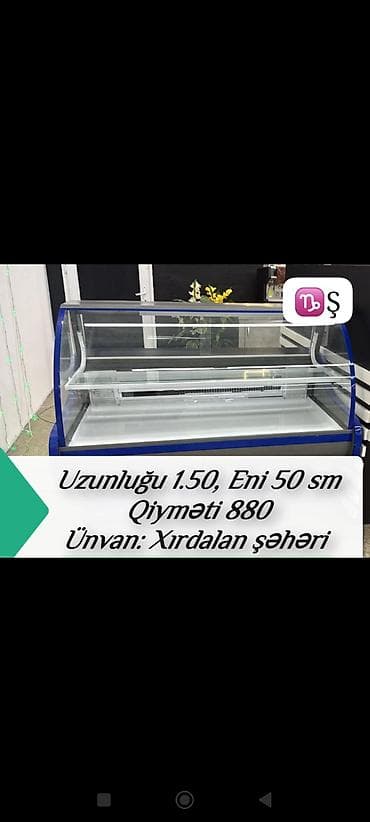 Soyuducu vitrın tezgah - Ölçülər: uzunluq 1.50 m, en 50 sm - Şüşə lalafo.az -da Soyuducu vitrın tezgah - Ölçülər: uzunluq 1.50 m, en 50 sm - Şüşə
