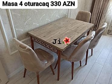 sunger: Mətbəx/qonaq otağı üçün kompakt yemək dəsti. - Tərkib: 1 masa + 4 — 1