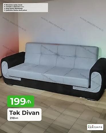 Tək divan – 210 sm - Mexanizm: açılan, bazalı (yataq funksiyalı və — 1