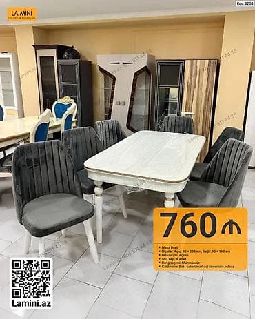 ag masa: Masa dəsti – Kod: 3208 - Masa: açıq ölçü 90×200 sm, bağlı ölçü 90×160 — 1