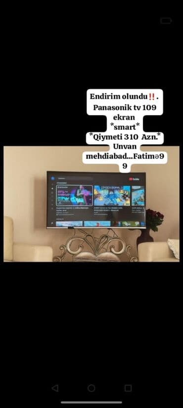 panasonic музыкальный центр: Endirim olundu‼️. Panasonik tv 109 ekran *smart* *Qiymeti 310 Azn.* — 1