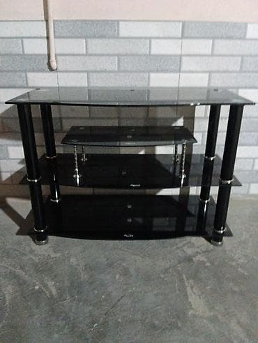 Прямой ТВ стенд, С полками, Стеклянный — 2