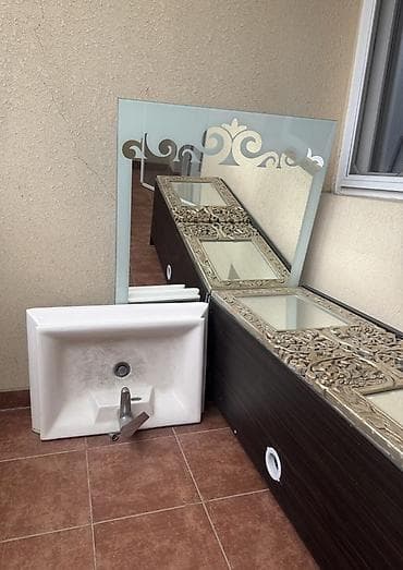 hamam skaf: Vanna otağı üçün mebel dəsti - Tərkib: şkaflı tualet stolüstü modul — 3