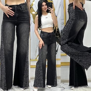 qara koynek: Qadın geniş kəsimli cins şalvar Yeni alınıb etiketi üzərindədir ölçü — 1