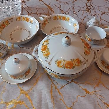 mingecevir sekilleri: Nahar dəsti, rəng - Sarı, Farfor, Bohemia, 12 nəfərlik — 2