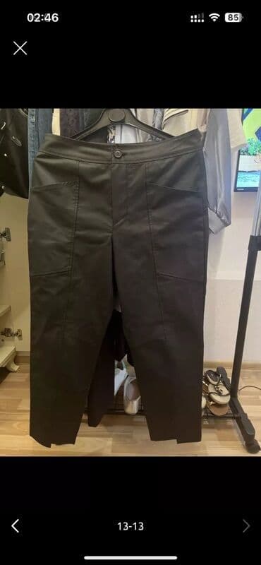 heykelcikler: Zara deri görünümlü qara rəngli, düz biçimli şalvarı. yüngüldür S — 10