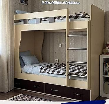 oyuncu koltu: İki mərtəbəli uşaq çarpayısı - Ölçülər: D 90 × H 180 × U 200 sm — 1