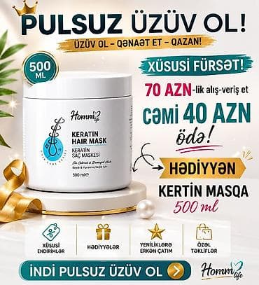 homm bitkisel az: Saç maskası Keratin Boyalı saçlar üçün — 1