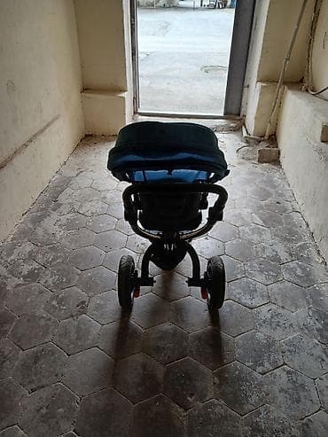 dağ velosipedi: Uşaq üçtəkərli velosiped/körpə arabası 2-si 1-də - Rəng: mavi (göy) — 4