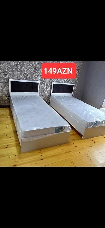 ucuz divan: Məhsul: Tək nəfərlik çarpayı + ortopedik döşək - Rəng: ağ korpus — 2