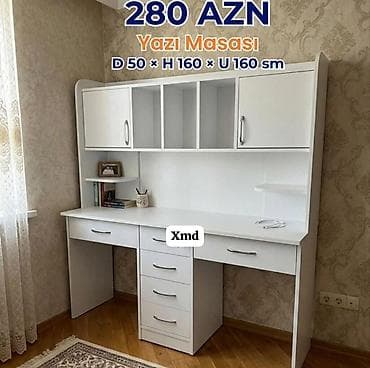 islenmis mebeller: Yazı masası – 280 AZN Ölçülər: - Dərinlik: 50 sm - Hündürlük: 160 sm — 1