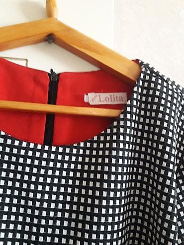 biserli don: Qadın paltarı – Miss Lolita - Dizayn: Qara-ağ xırda kvadrat naxışlı — 4