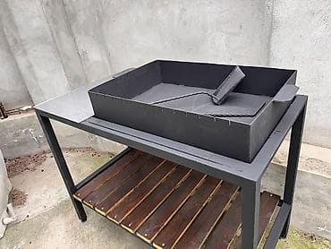 Metall manqal masası və kömür qutusu dəsti - Material: qalın metal