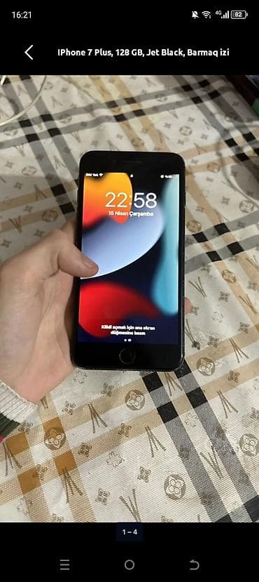 IPhone 7 Plus, 128 GB, Jet Black, Barmaq izi