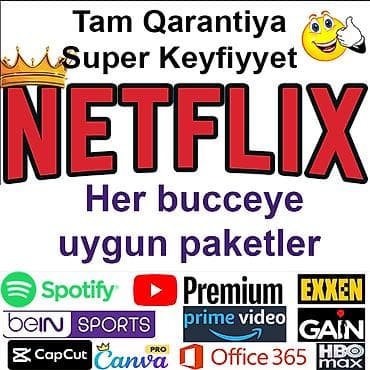 Paltar tikişi: Whatsapp ilə əlaqə saxlayın. Netflix Premium Paketlər: 1 ay ( Donma — 1