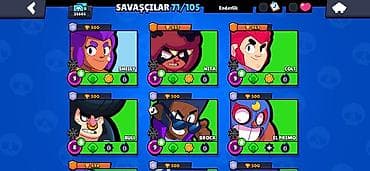 bujuteriyalar: Brawl Stars hesabı - Kupa: 24,644 - Savaşçılar: 71/105 açıq - Güc — 2