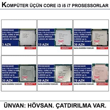 komputer windows 7: Kompüter üçün Core i3 i5 i7 Prosessorlar 📍Ünvan: Bakı şəh, Suraxanı — 1